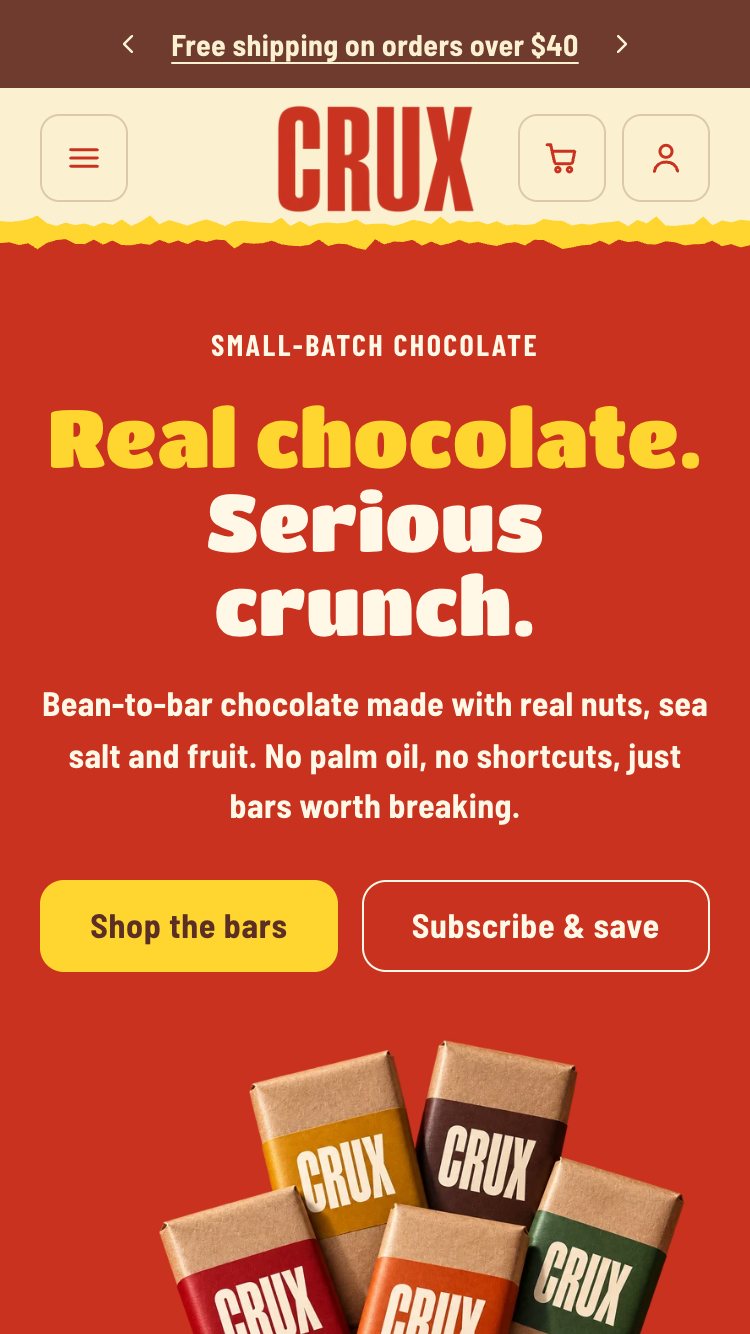 Crux home page on a phone