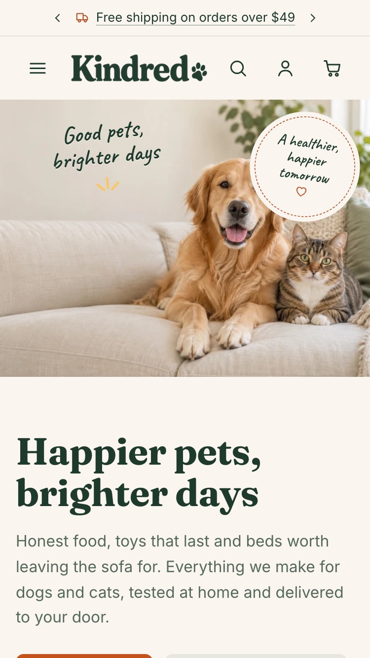 Snuggle home page on a phone