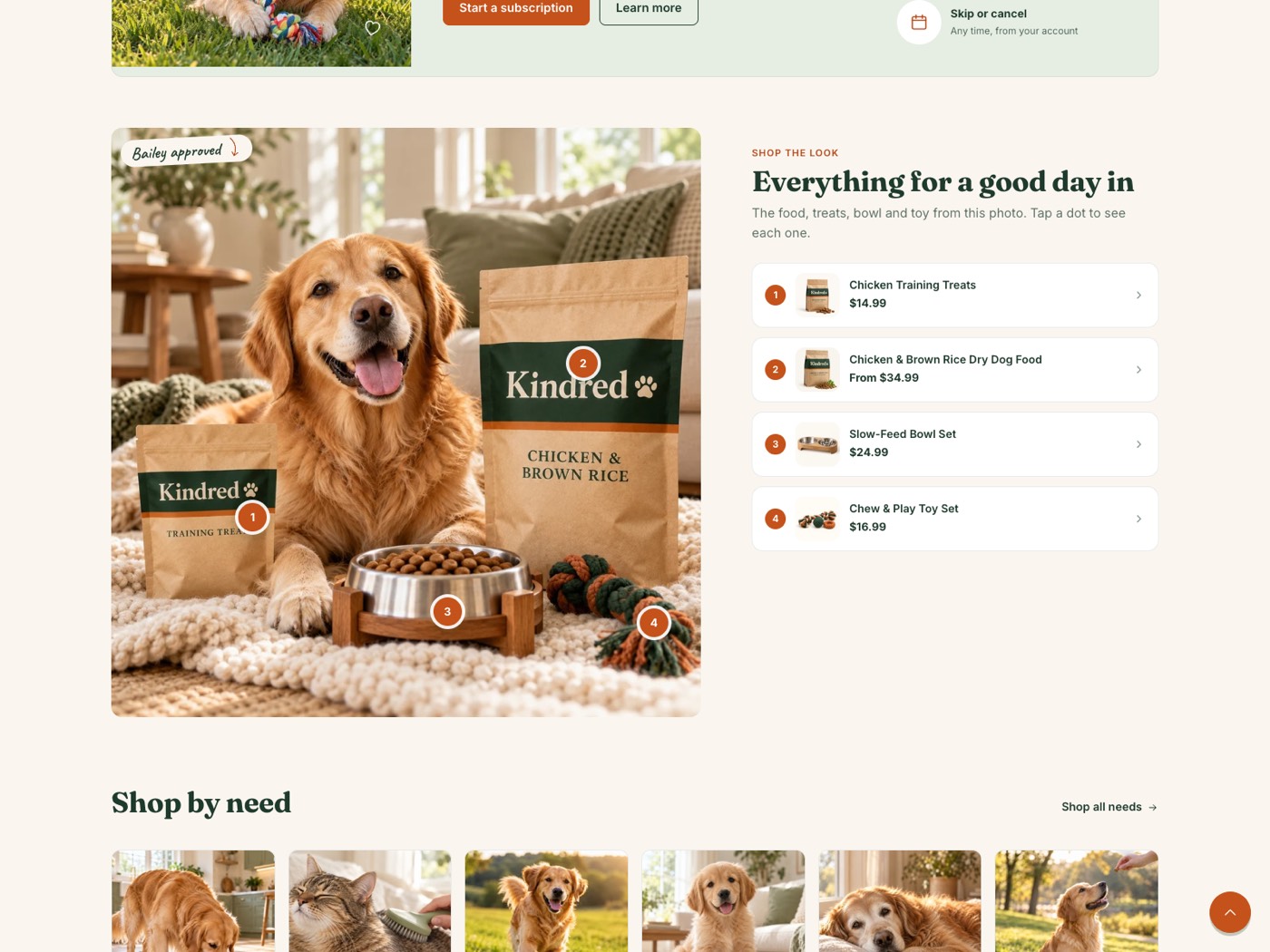 Shop the look section with numbered pins on a photo and the matching products listed beside it